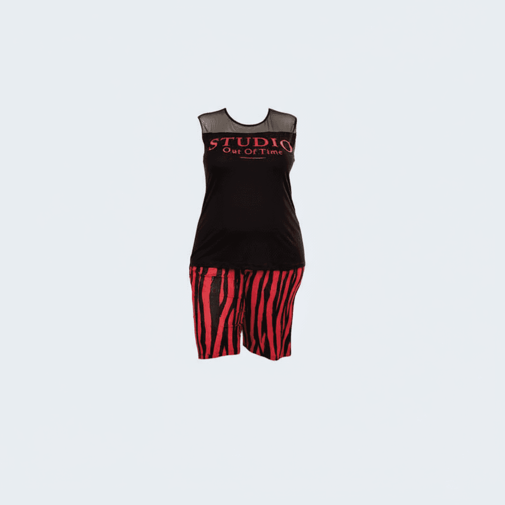 Plus Size Shorts Pajama Set with Transparent Detail Top