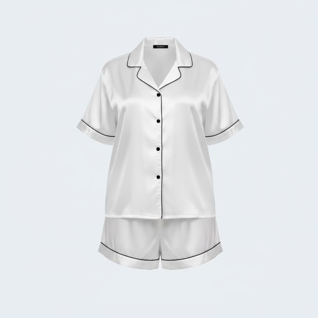 Plus Size Luxurious Silky Satin Pajama Set – 2 Piece | Shorts & Half Sleeve Shirt