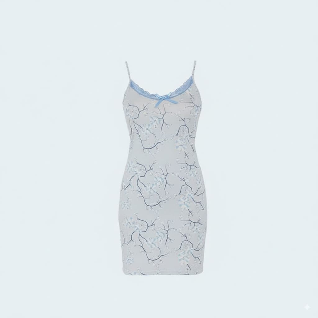 Plus Size Soft Viscose Night Dress with Thin Straps, Lace Neckline, and Side Slit