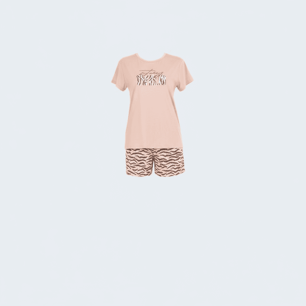 Soft Fabric Patterned Shorts Pajama Set with a Regular-Fit Top