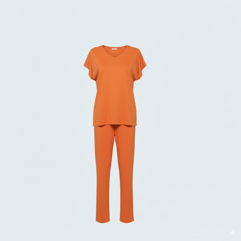 Soft Viscose Plus Size Pajama Set with Wide-Leg Pants and Short-Sleeve Shirt