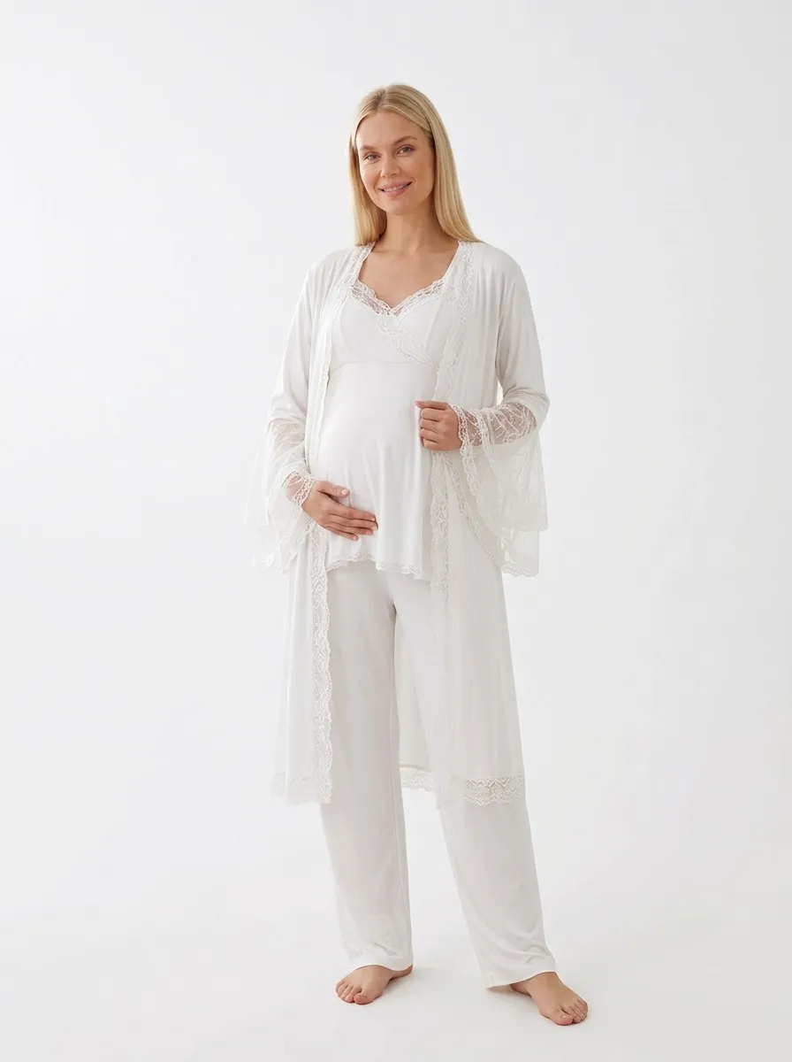 Three-Piece Maternity Set with Lace Details
