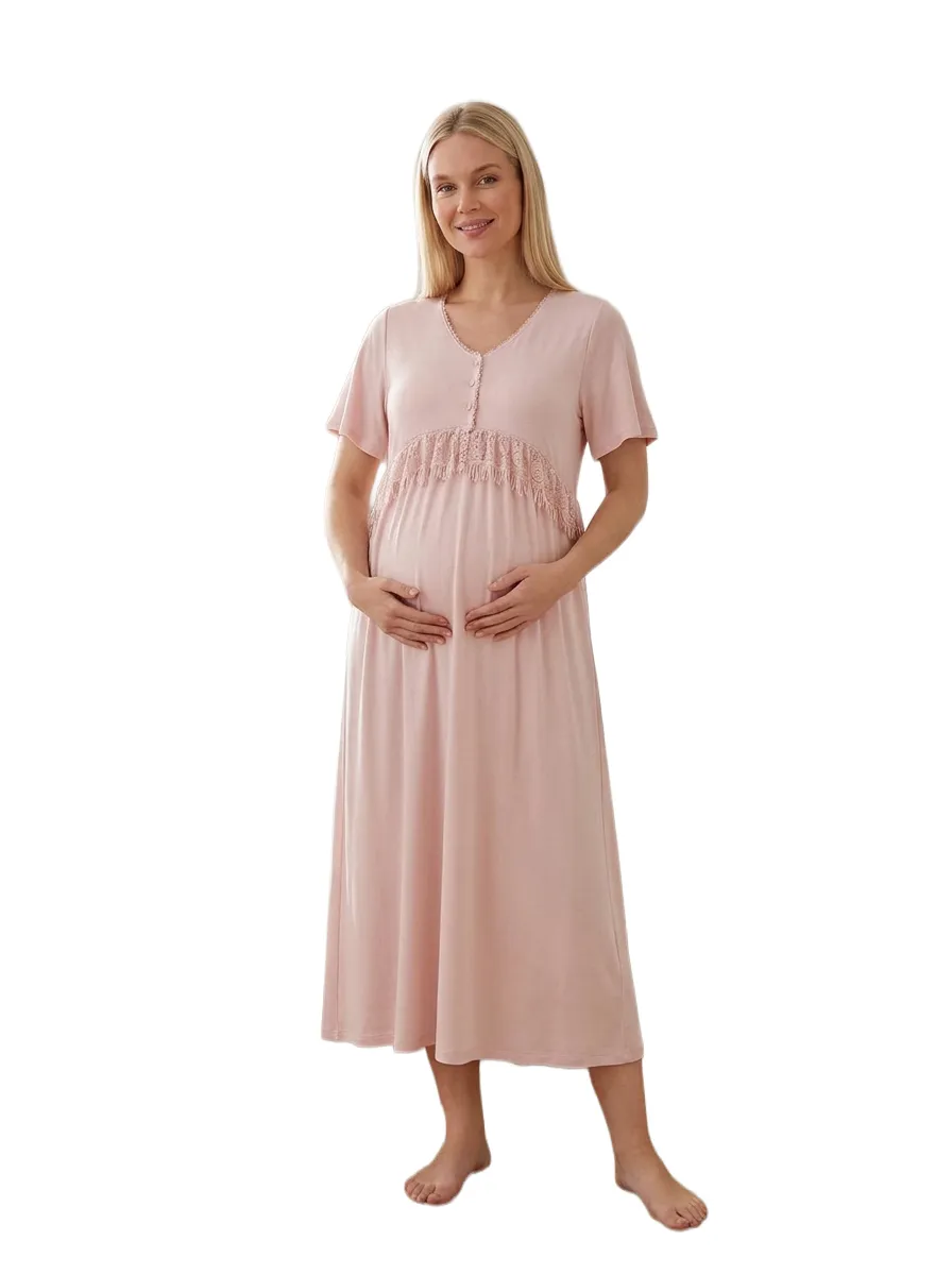 Maxi Short-Sleeve Maternity Nightgown