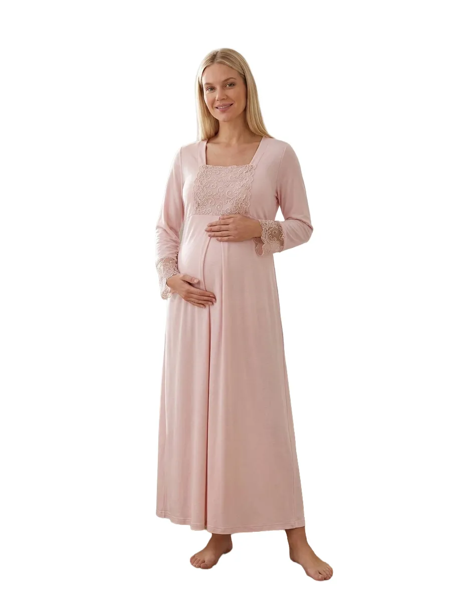 Long-Sleeve Maternity Nightgown