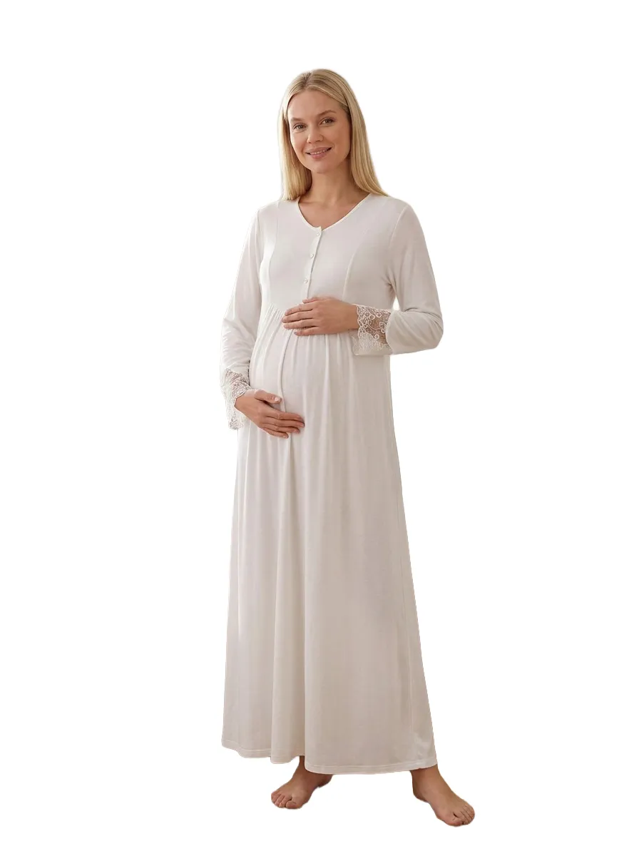 Long Maternity Dress and Robe Set