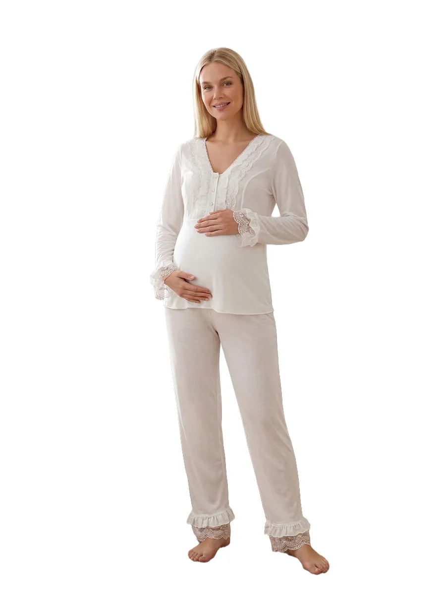 Two-Piece Long-Sleeve Maternity Pajama Set