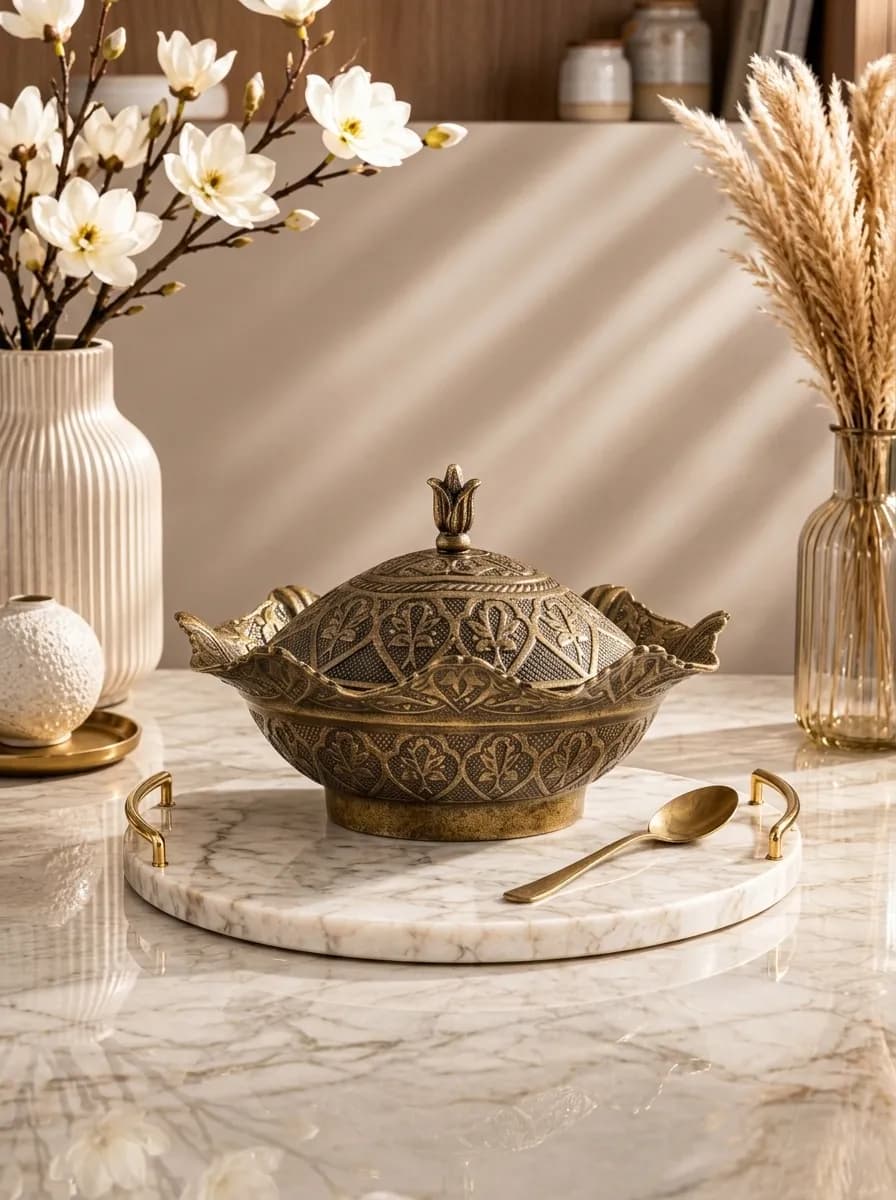 Luxury Turkish Copper Sugar Pot | Ottoman-Style Bronze Sugar Bowl with Lid | Made in Turkey