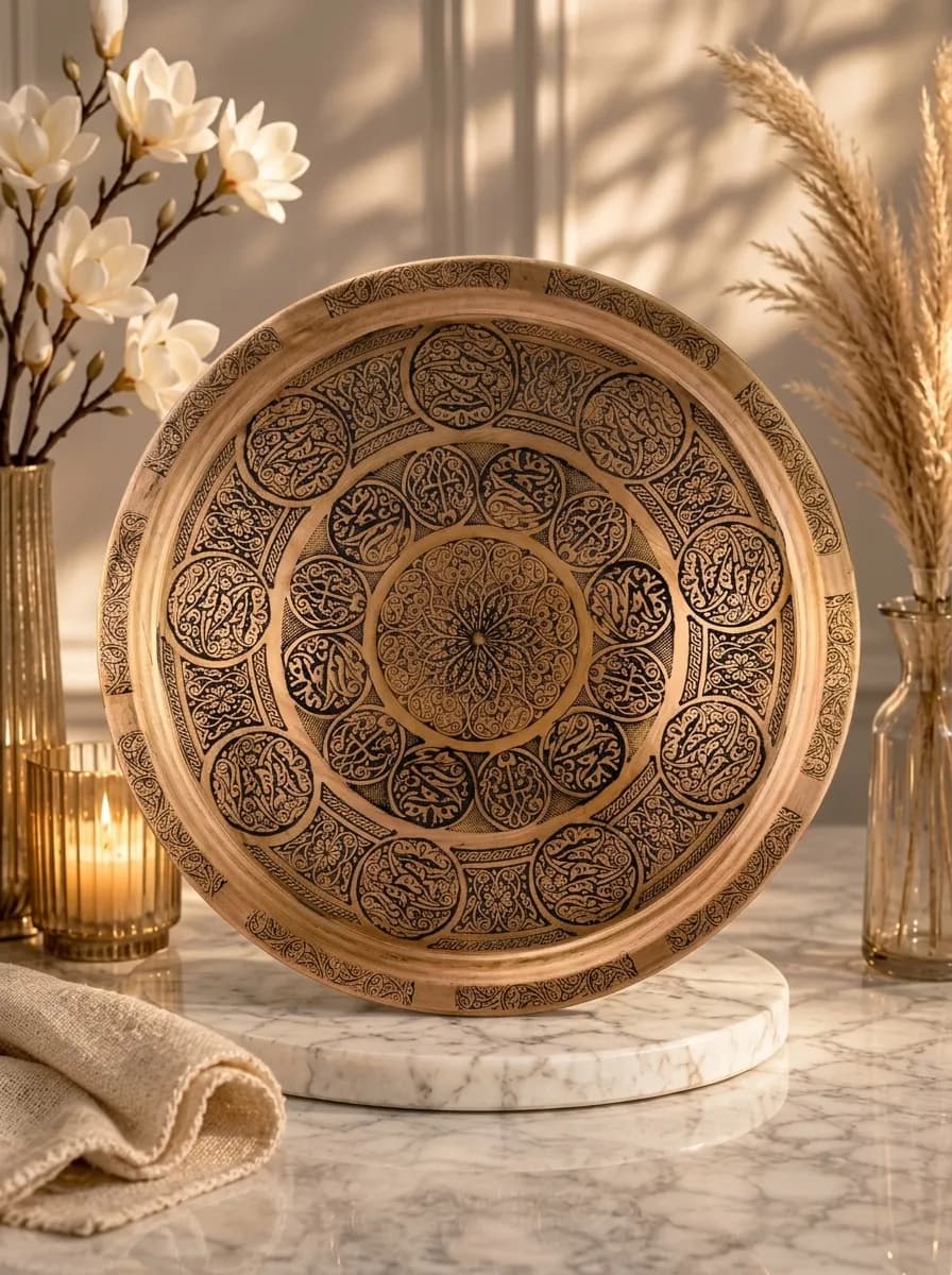 Luxury Turkish Copper Serving Tray | Handmade Engraved Ottoman Design | Made in Turkey
