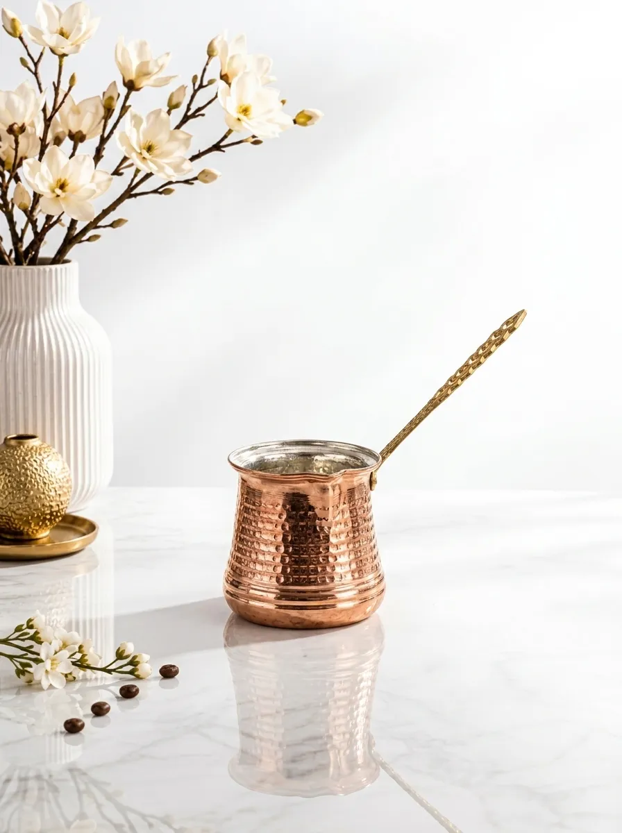 Handmade Copper Pot 600ml | Turkish Coffee & Serving Pot | 9 × 9.5 cm | Made in Turkey